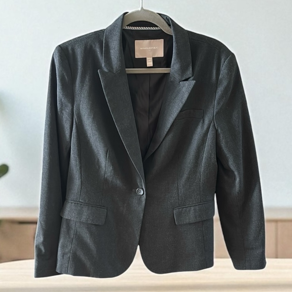 Banana Republic Tailored gray Blazer Professional Suit Jacket sz 12P